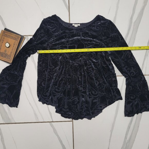 Boho Whimsygoth Witchy flare black Paisley long fairycore top - Picture 5 of 6